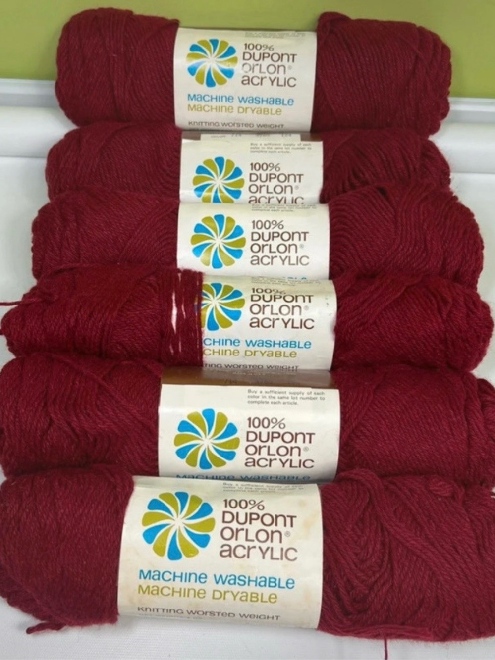 vintage dupont orlon acrylic knitting yarn lot red burgundy machine washable wor